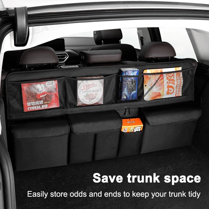 Car Trunk Storage Hanging Bag – Universal Foldable Organizer - Delicate Leather  