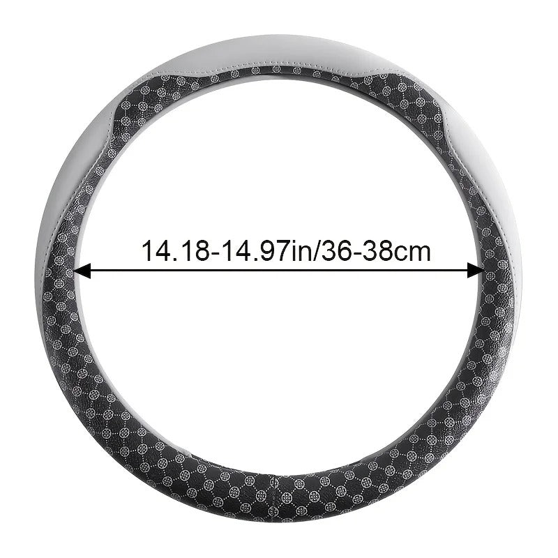 Vintage PU Leather Steering Wheel Cover – Universal All-Season Non-Slip Grip - Delicate Leather