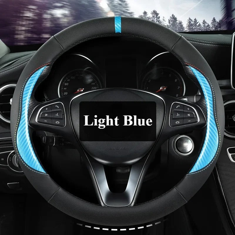 Microfiber Leather Steering Wheel Cover – Universal O & D Shape Anti-Slip Design - Delicate Leather  