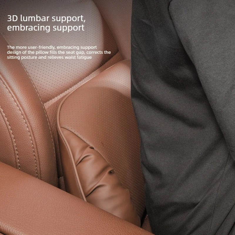 Soft Suede Car Neck & Lumbar Support Pillow Set – Memory Foam Headrest Waist Cushion with Double-Sided Design - Delicate Leather