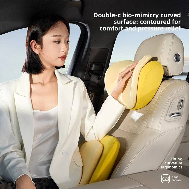 Leather Car Headrest Cushion – Breathable Neck & Lumbar Support Pillow for Vehicle Seats - Delicate Leather