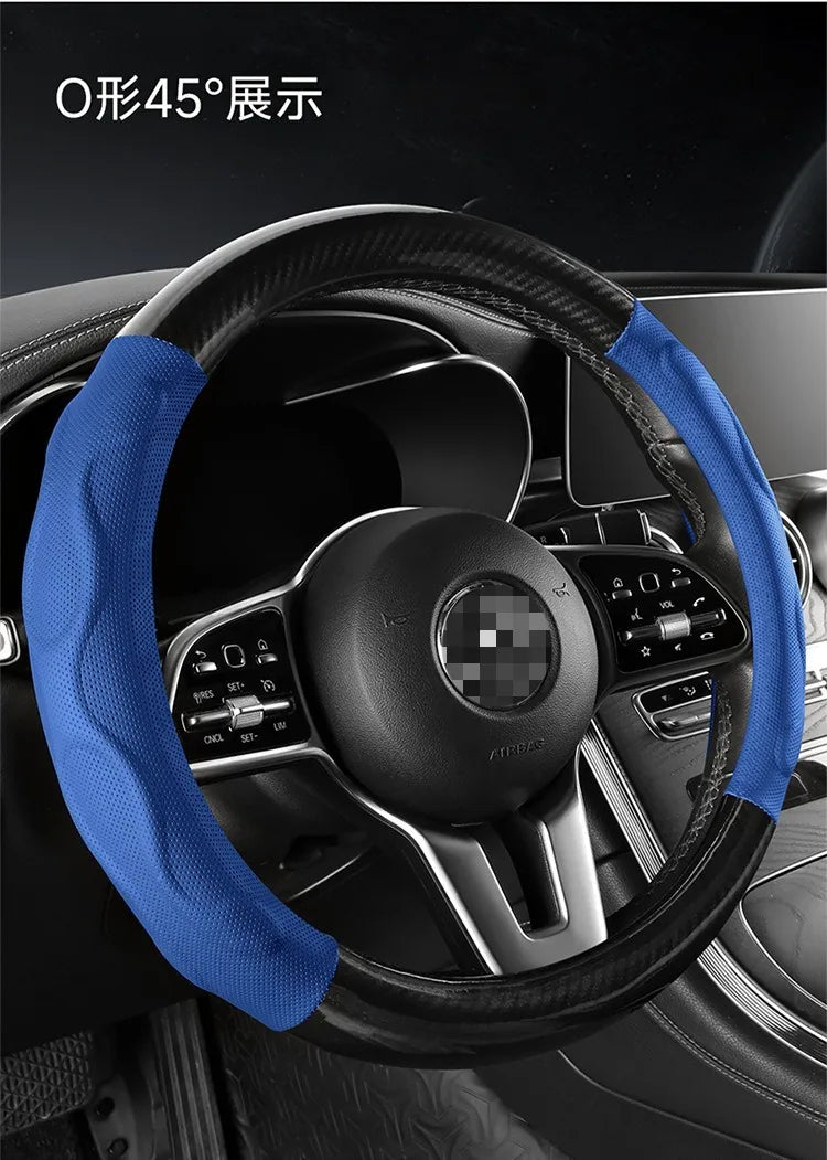 Leather Car Steering Wheel Cover, Fine Skin Texture, Comfortable Grip, Wear-Resistant, All-Season, Universal Fit - Delicate Leather  