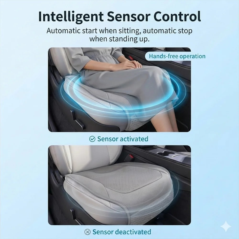 USB Cooling Car Seat Cushion – Ventilated Seat Pad with Intelligent Fan System - Delicate Leather  