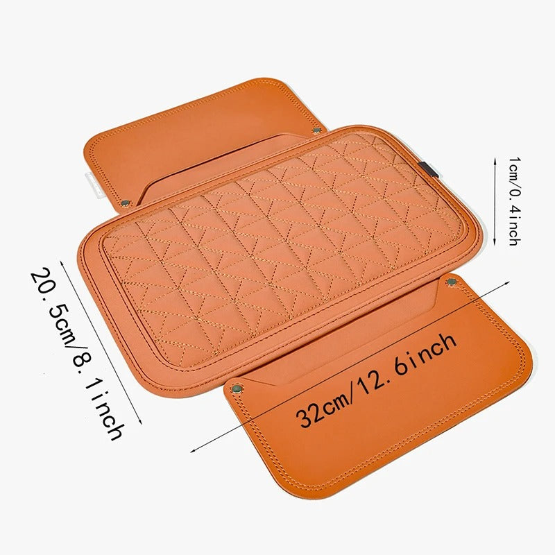 PU Leather Car Armrest Pad with Memory Foam – Universal Center Console Cushion and Storage Pocket Protector - Delicate Leather  