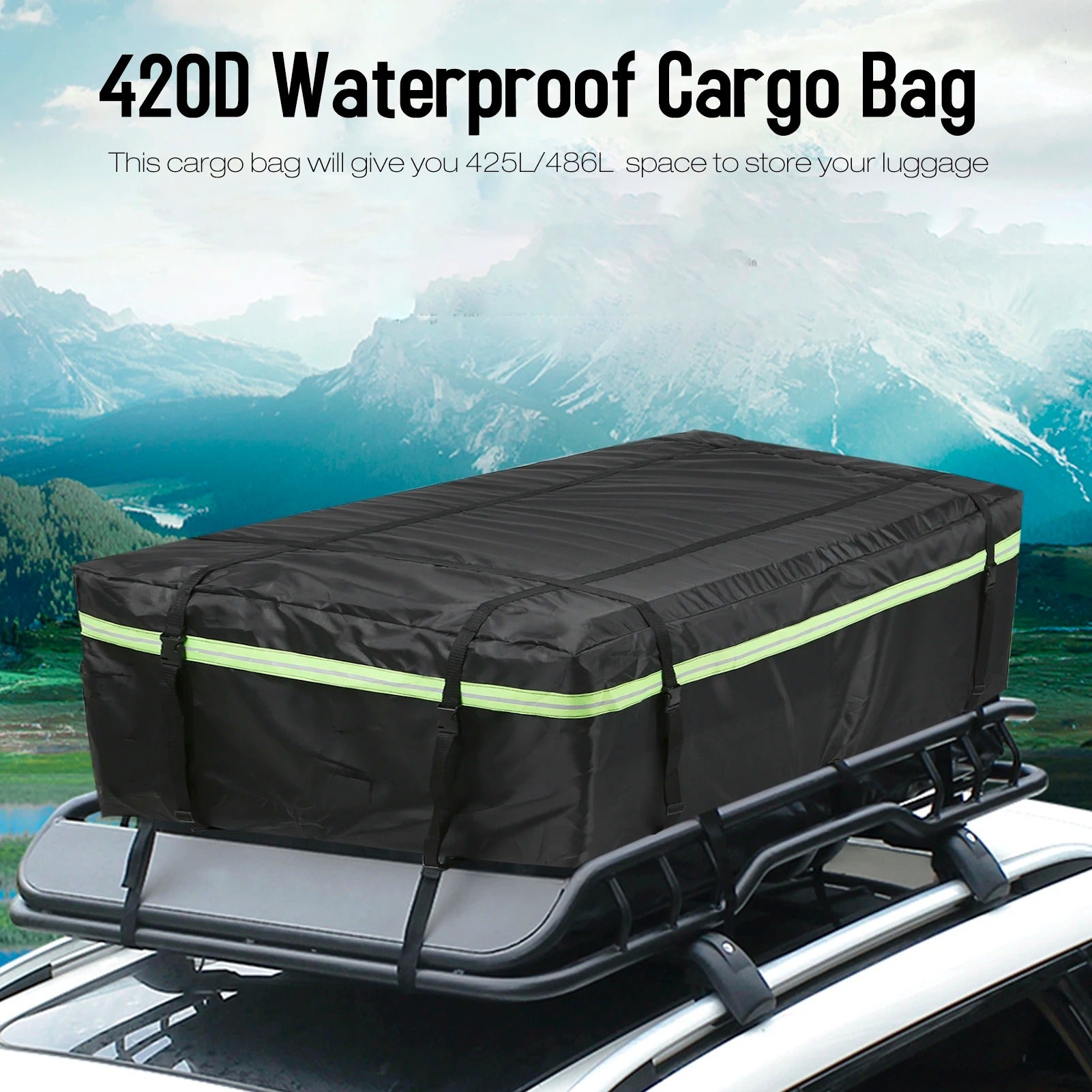 Waterproof Cargo Bag Car Roof Cargo Carrier with Night Reflective Strip