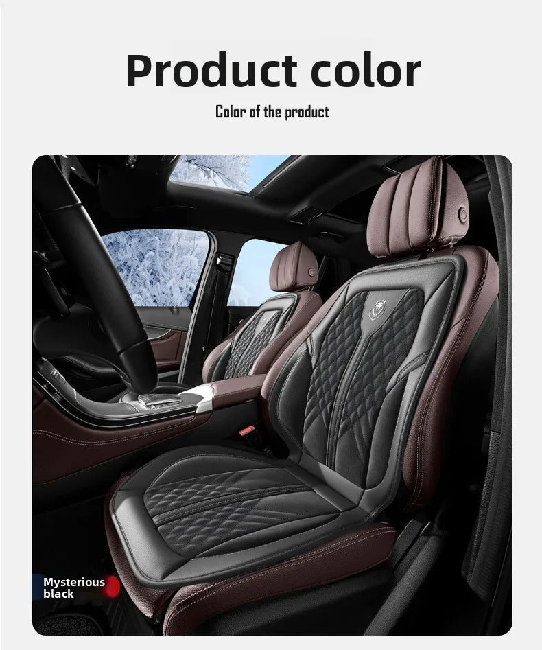Universal Heated Car Seat Cushion with Graphene Heating – Leather Heated Seat Cover for Winter, Black & Brown - Delicate Leather
