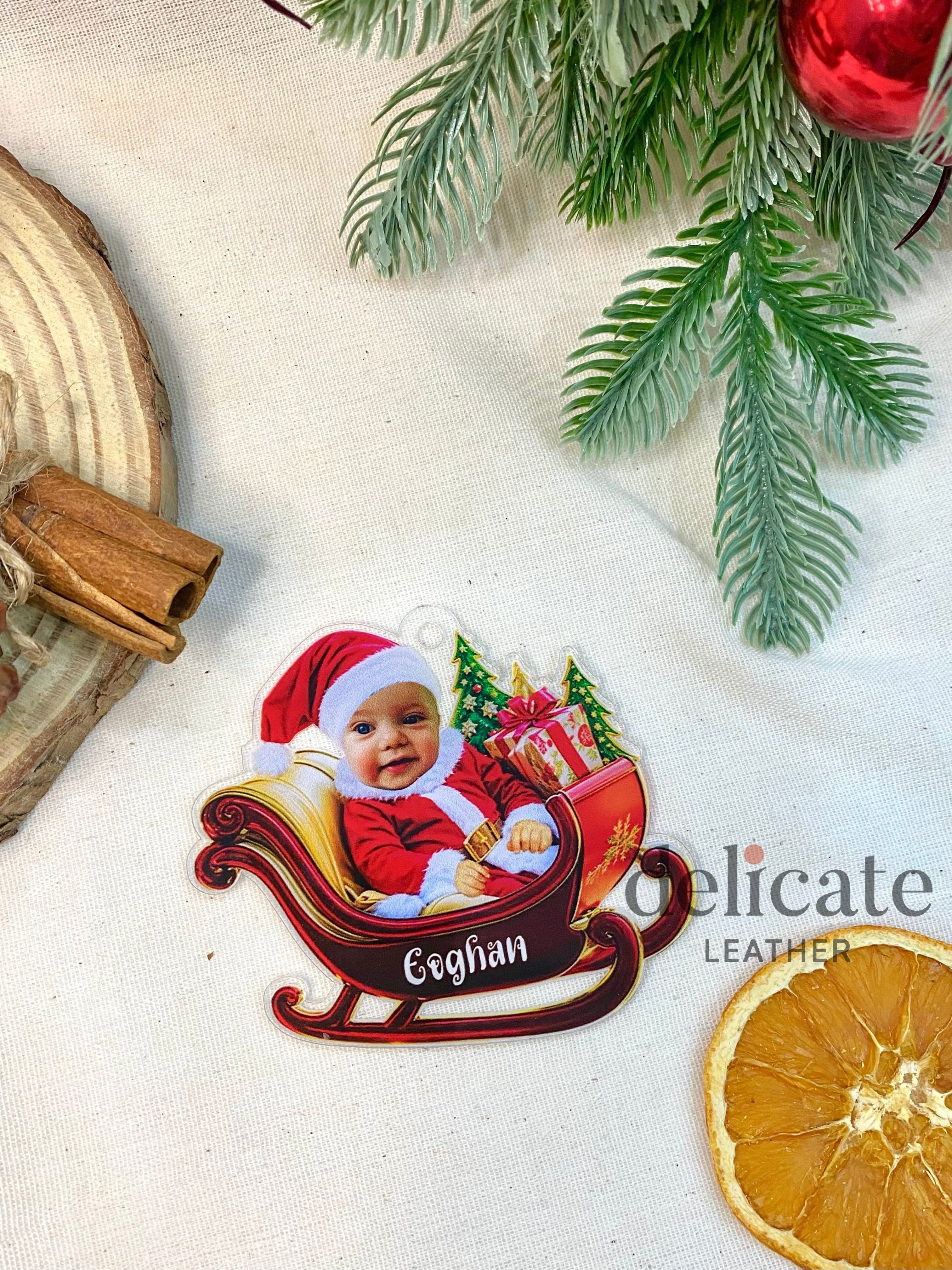 Personalized Funny Baby's Christmas Ornament – Custom 2D Acrylic with Photo and Name