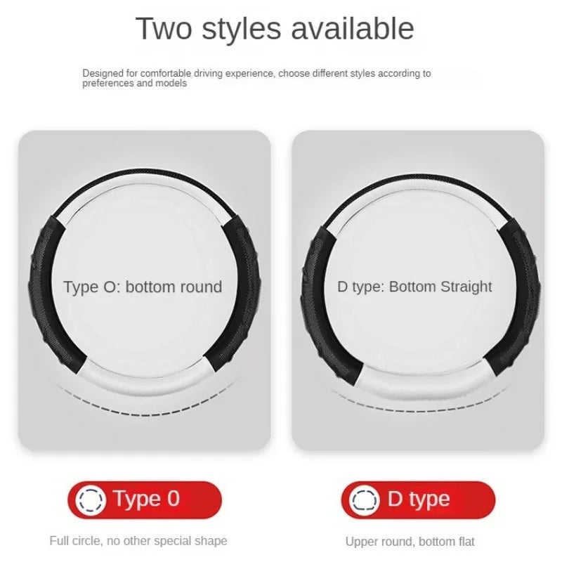 Carbon Fiber Steering Wheel Cover – Universal 38CM O/D Shape Honeycomb Non-Slip Grip - Delicate Leather