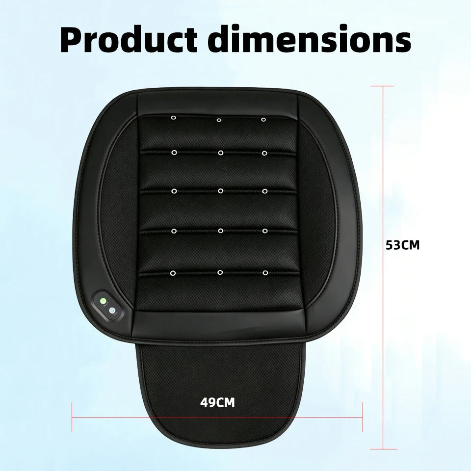 Ventilated Car Seat Cushion with Adjustable Fan – Breathable Universal Seat Pad - Delicate Leather  