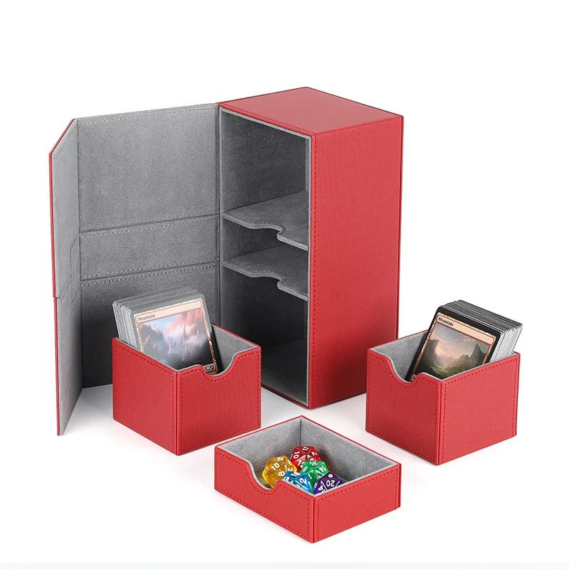 200+ Card Deck Box Organizer Holder Storage for Commander Card Carrying Organizer Case Leather Card Deck Storage Box