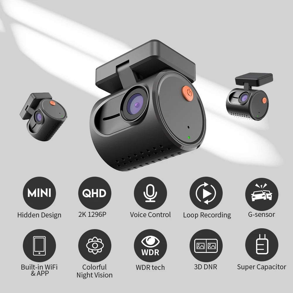 MINI 3 2K Dash Camera for Cars - WiFi, Voice Control, Night Vision, Emergency Recording DVR