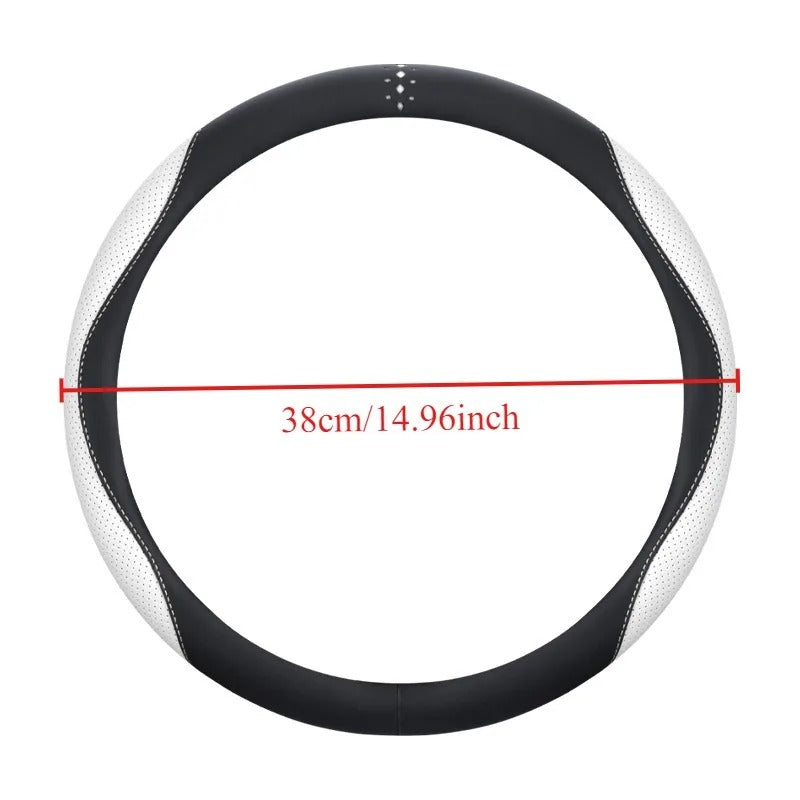 3D Embossed PU Leather Steering Wheel Cover – Universal Anti-Slip Interior Accessory - Delicate Leather