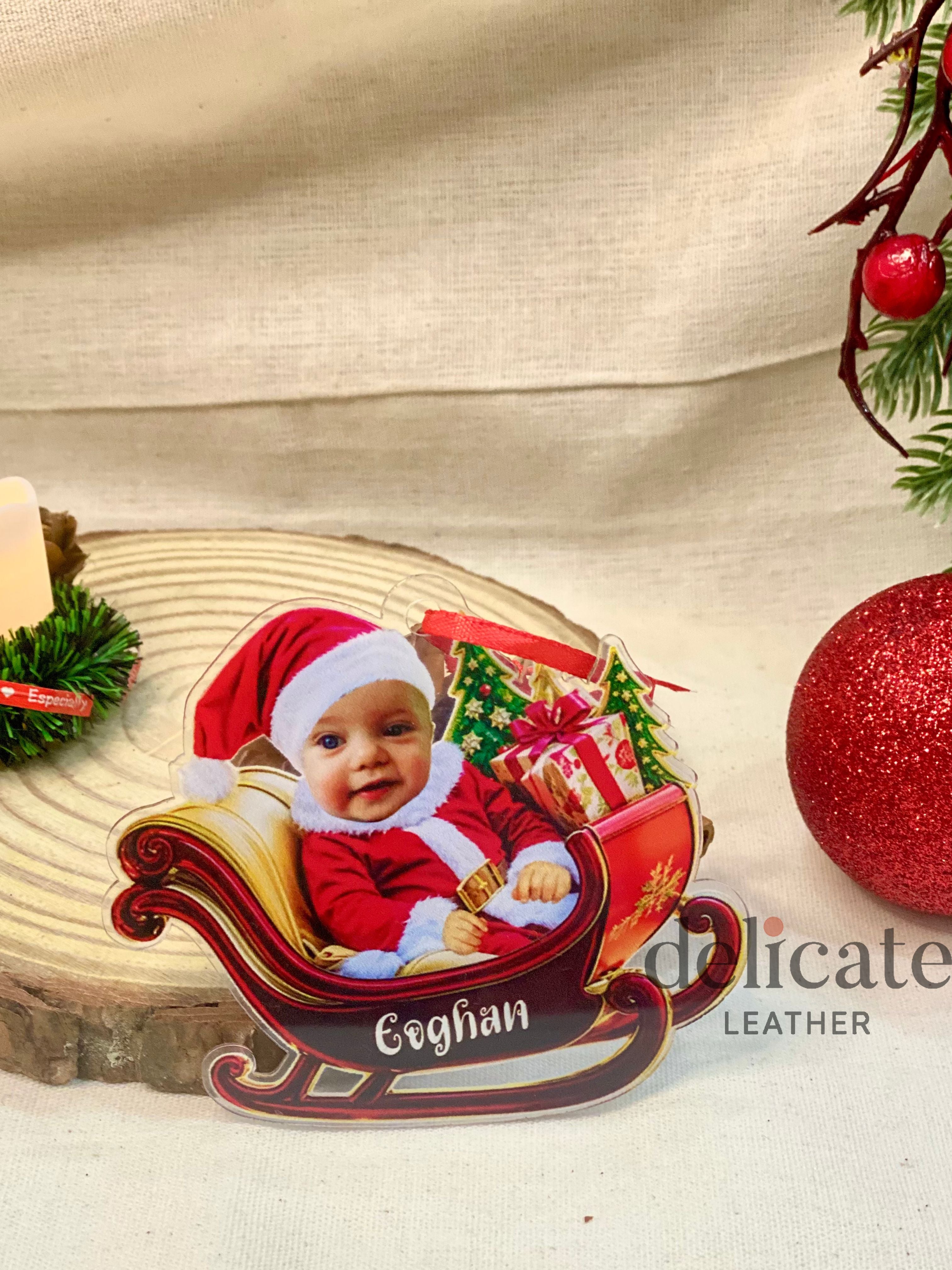 Personalized Funny Baby's Christmas Ornament – Custom 2D Acrylic with Photo and Name