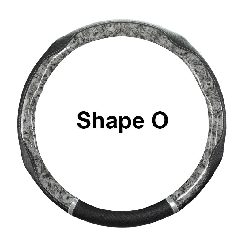 Leopard-Pattern Leather Steering Wheel Cover – Universal 38 cm Fit, Non-Slip, Decorative Car Interior Accessory - Delicate Leather  