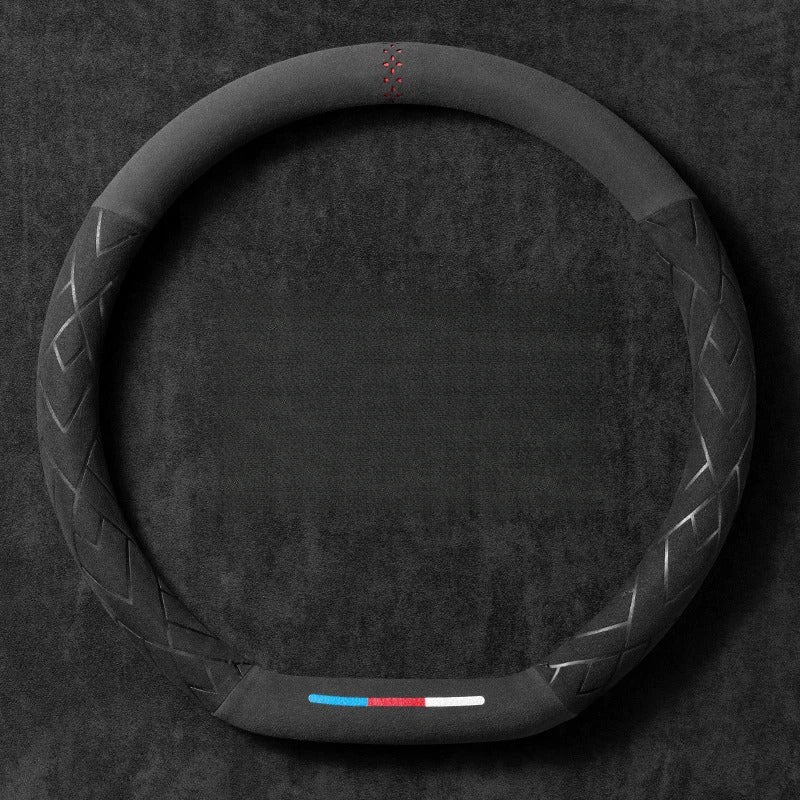 Suede Leather Steering Wheel Cover – 38cm Universal Non-Slip Grip for Cars and SUVs - Delicate Leather  