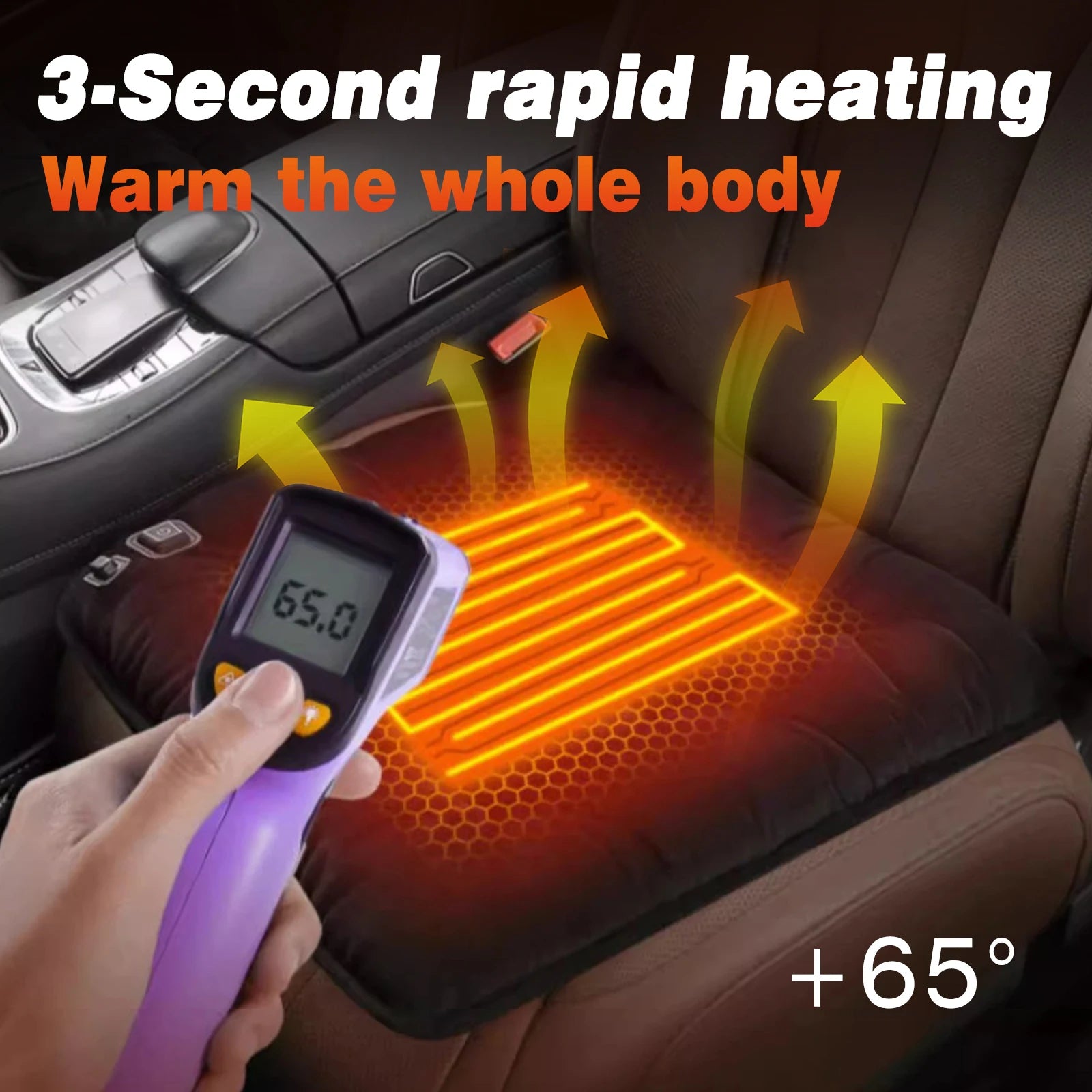 USB Car Heated Seat Cushion – Winter Car Electric Heating Pad, Portable Graphene Heated Seat Cover for Car, Office & Home - Delicate Leather  