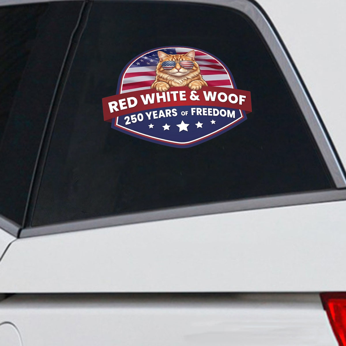 Red White & Woof 250 Years of Freedom Decal – Patriotic Pet Theme Sticker 02 - Delicate Leather  