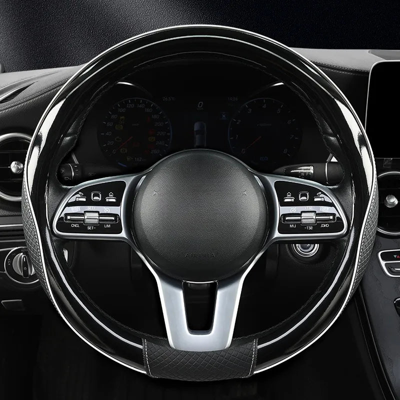 Fashion Steering Wheel Cover – Universal 38 cm Microfiber Leather Car Accessories, Non-Slip & Heat-Resistant Handle Grip for All Seasons - Delicate Leather  