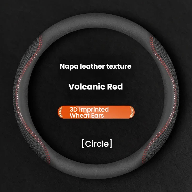 Ultra-Thin Leather Steering Wheel Cover – Universal Breathable Non-Slip All-Season Grip - Delicate Leather