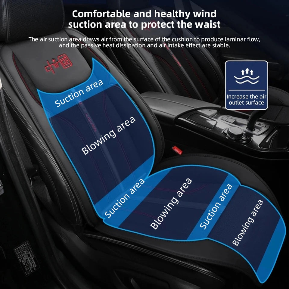 3-in-1 Cooling, Heating & Massage Car Seat Cushion – 12V Ventilated All-Season Seat Cover - Delicate Leather