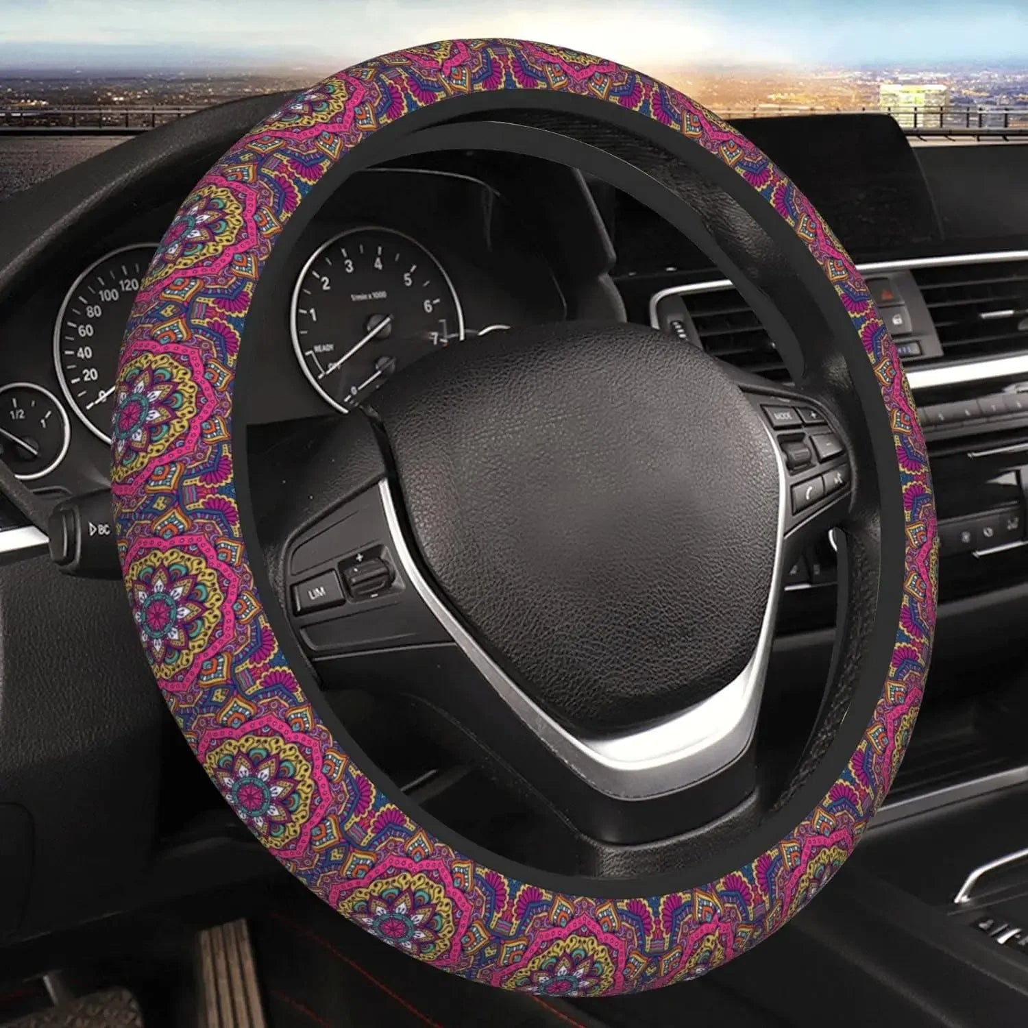 Hippie Flower Steering Wheel Cover, Sage Green Hippie Flower Car Steering Wheel Cover , Car Accessories 21