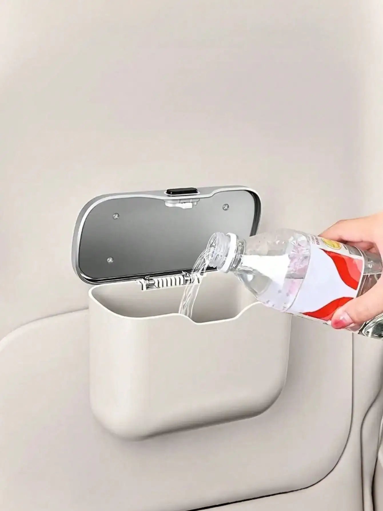 Multi-Functional Car Trash Bin – ABS Vehicle Trash Can & Storage Organizer - Delicate Leather  