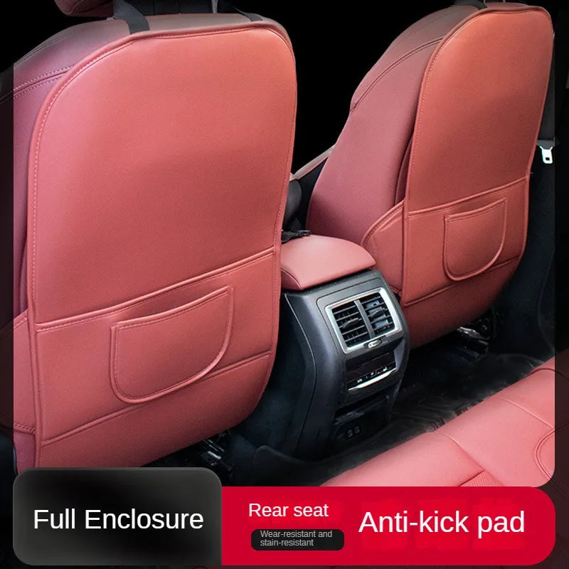Car Seat Back Protector – Universal Backseat Kick Mat Waterproof Interior Cover - Delicate Leather  