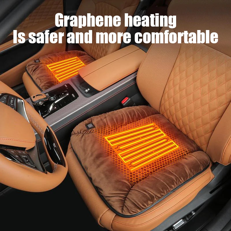 Graphene Car Heating Cushion – Winter Plush Seat Pad, 12V USB Electric, Universal. - Delicate Leather  