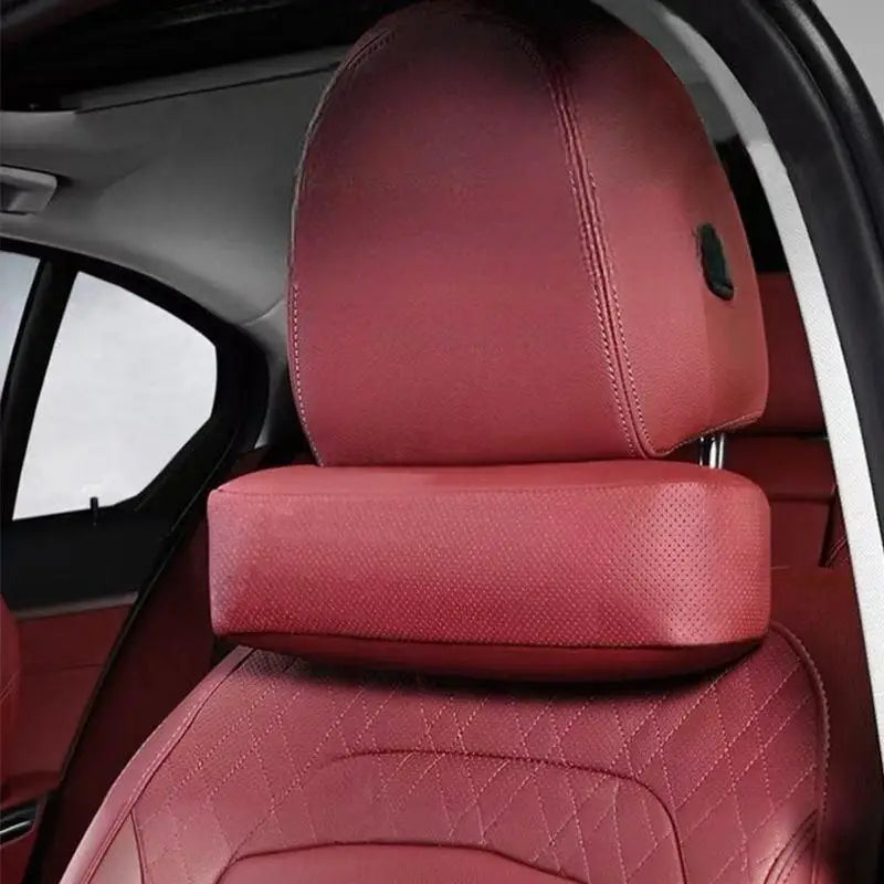Nappa Leather Car Headrest Pillow – Soft Neck Support Cushion with Easy Installation & Deodorization Feature - Delicate Leather  