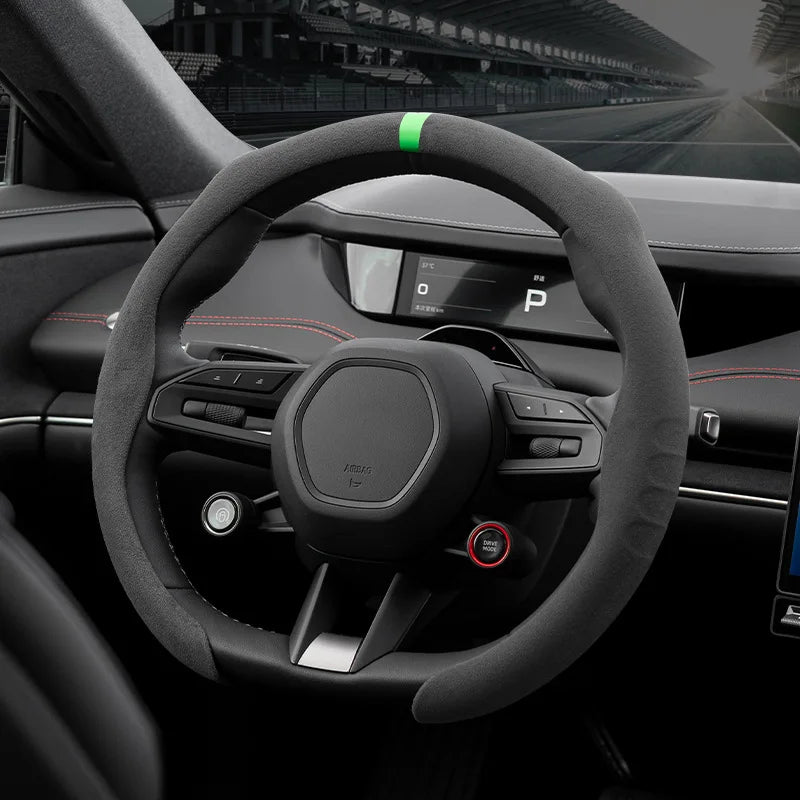 New Style Suede Steering Wheel Cover – Non-Slip Protective Universal Car Wheel Wrap - Delicate Leather  