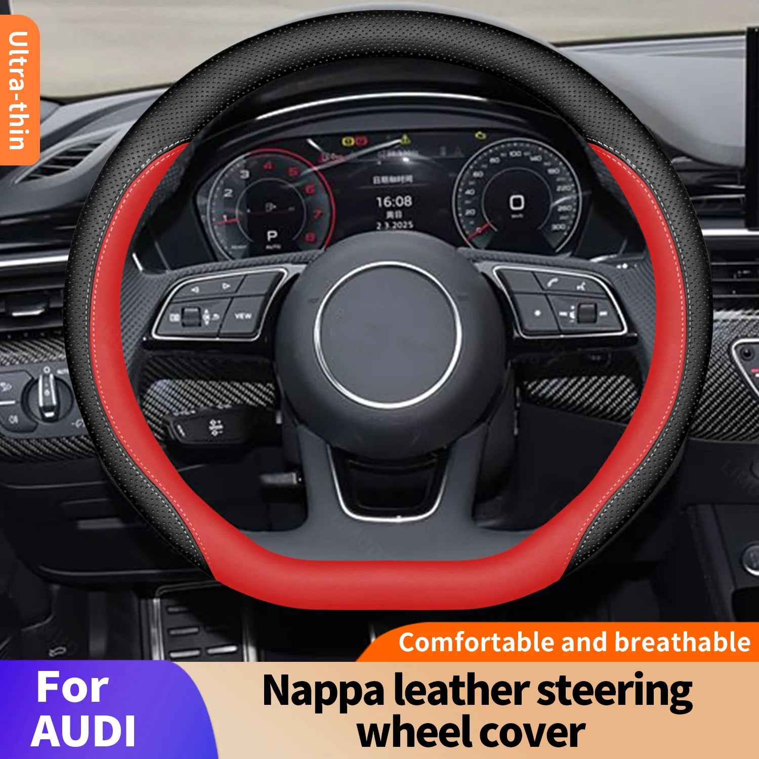 Nappa Leather Steering Wheel Cover – Easy Installation, Universal Fit Automotive Interior Accessory - Delicate Leather  