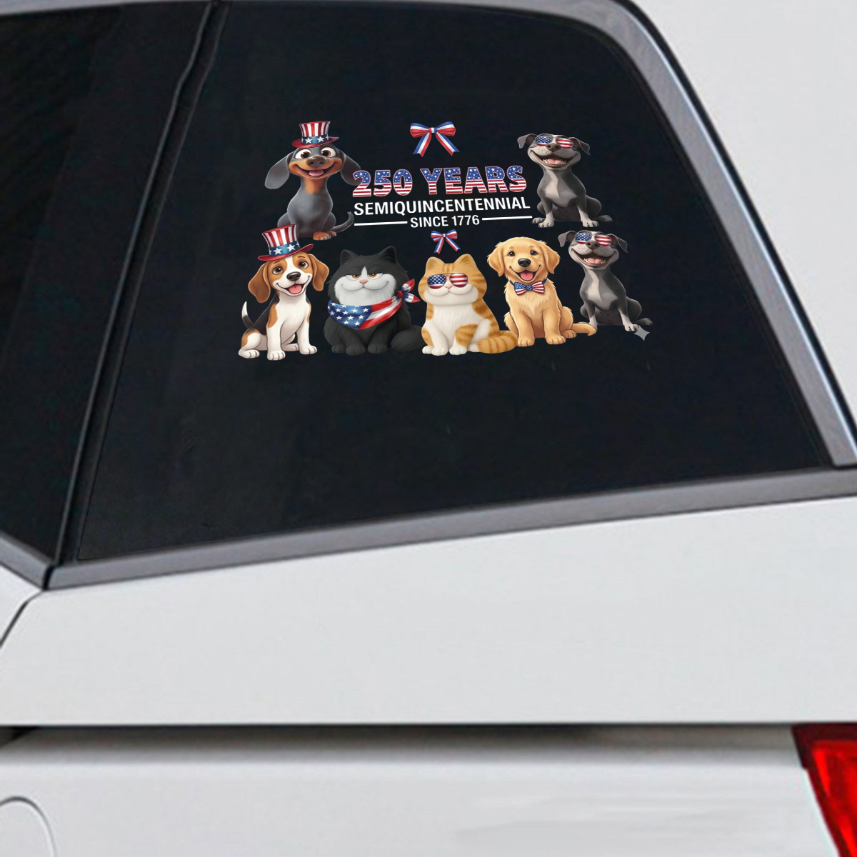 Red White & Woof 250 Years of Freedom Decal – Patriotic Pet Theme Sticker 03 - Delicate Leather  