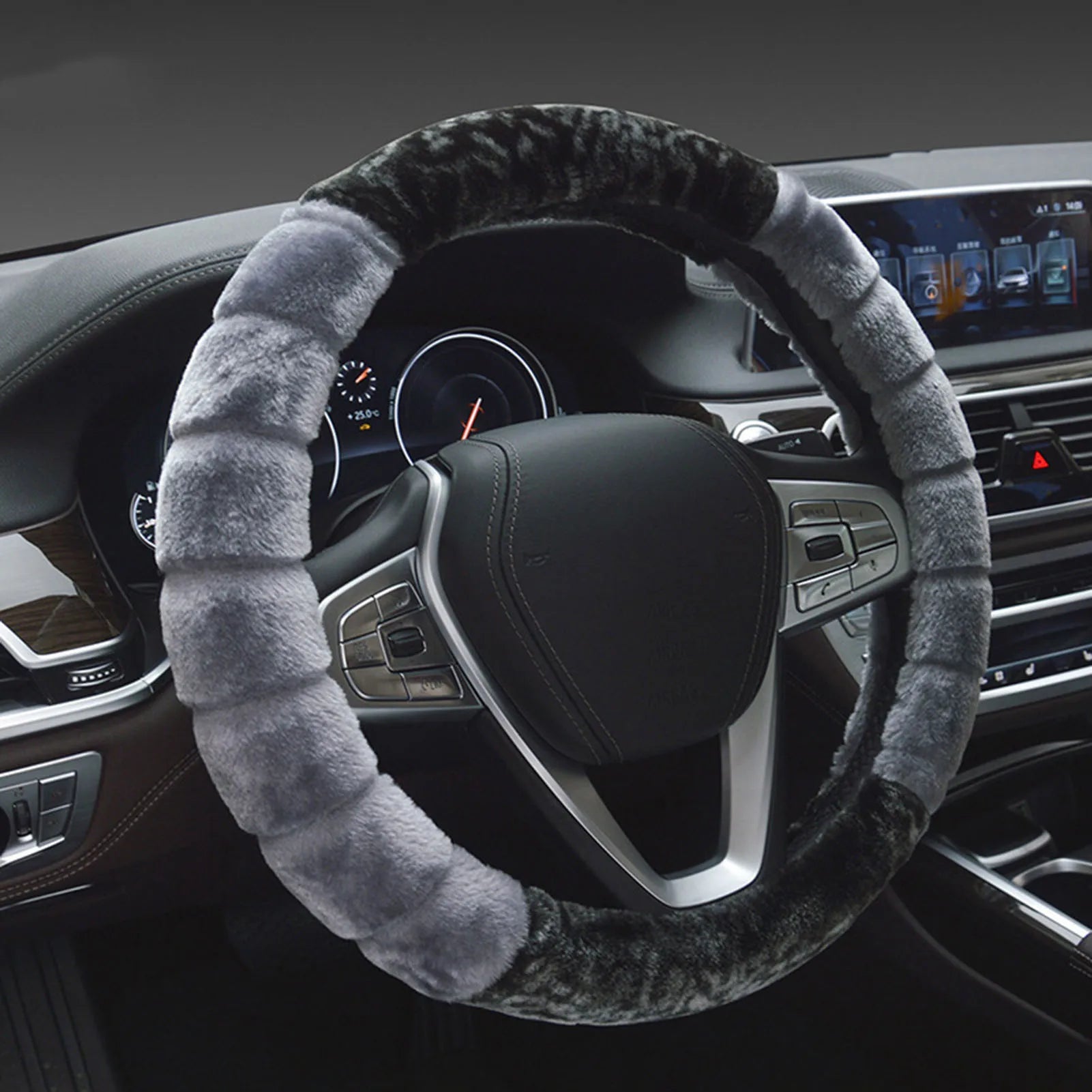 Winter Plush Steering Wheel Cover – Soft Anti-Slip Fluffy Grip, Universal 38cm Warm Driving Protector - Delicate Leather  