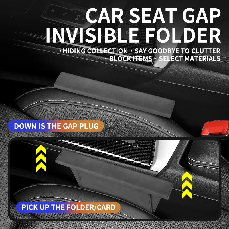 Car Seat Gap Plug & Organizer – Suede Storage Folder with Magnetic Closure, Anti-Drop, Noise Reduction - Delicate Leather  