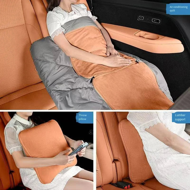 Nappa Leather Car Neck Pillow and Seat Pillow - Soft Headrest Lumbar Support for Comfortable Driving - Auto Accessories - Delicate Leather  