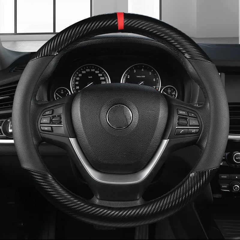 Universal Microfiber Leather Steering Wheel Cover – Breathable Non-Slip 37–38CM Grip - Delicate Leather