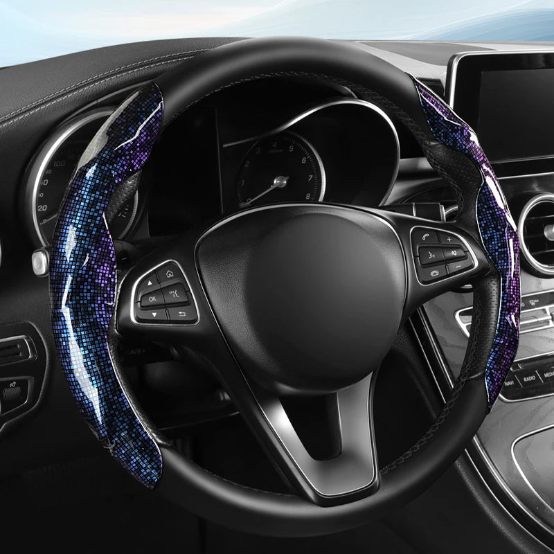 Premium Glossy Snap-On Steering Wheel Cover – Lightweight Non-Slip Universal Fit - Delicate Leather  