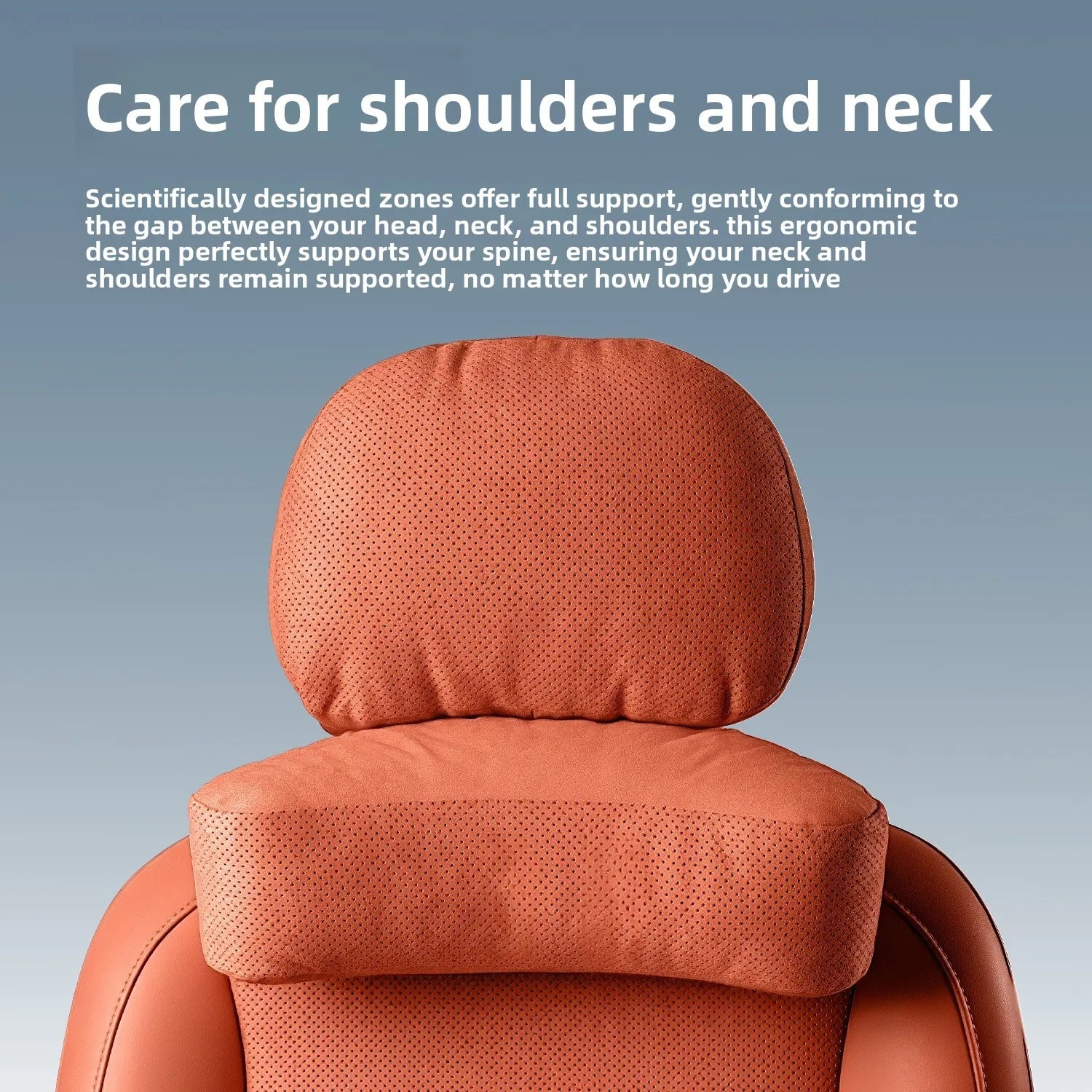 Suede Car Headrest and Lumbar Pillow Set – Universal Neck and Waist Support Cushions for Car Seats - Delicate Leather  
