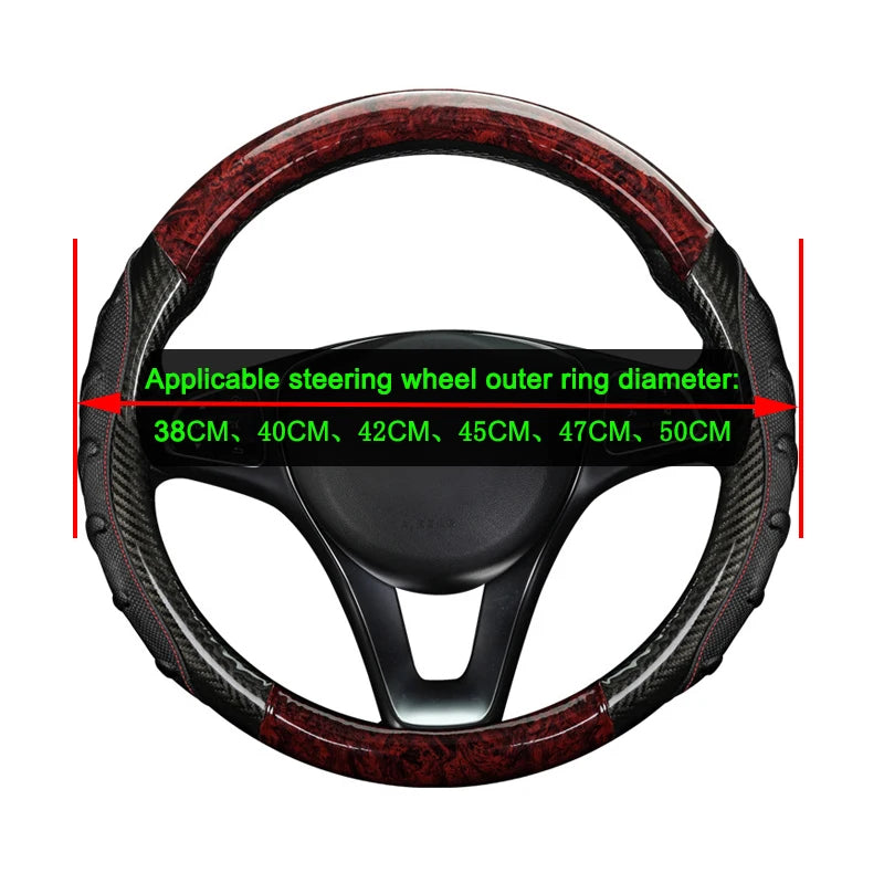 Car Truck PU Leather Embossed Steering Wheel Cover Steering-Wheel For Auto Diameters 36 38 40 42 45 47 50CM 7 Sizes to Choose - Delicate Leather  