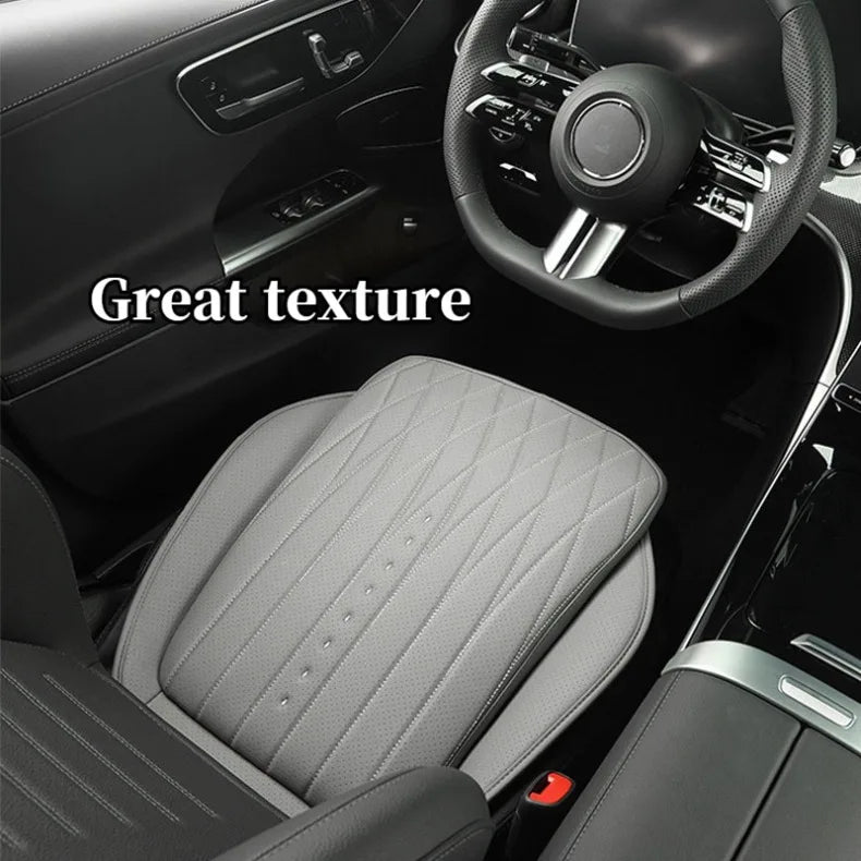 PU Leather Car Seat Cushion – Perforated Breathable Seat Pad, Universal Fit - Delicate Leather  