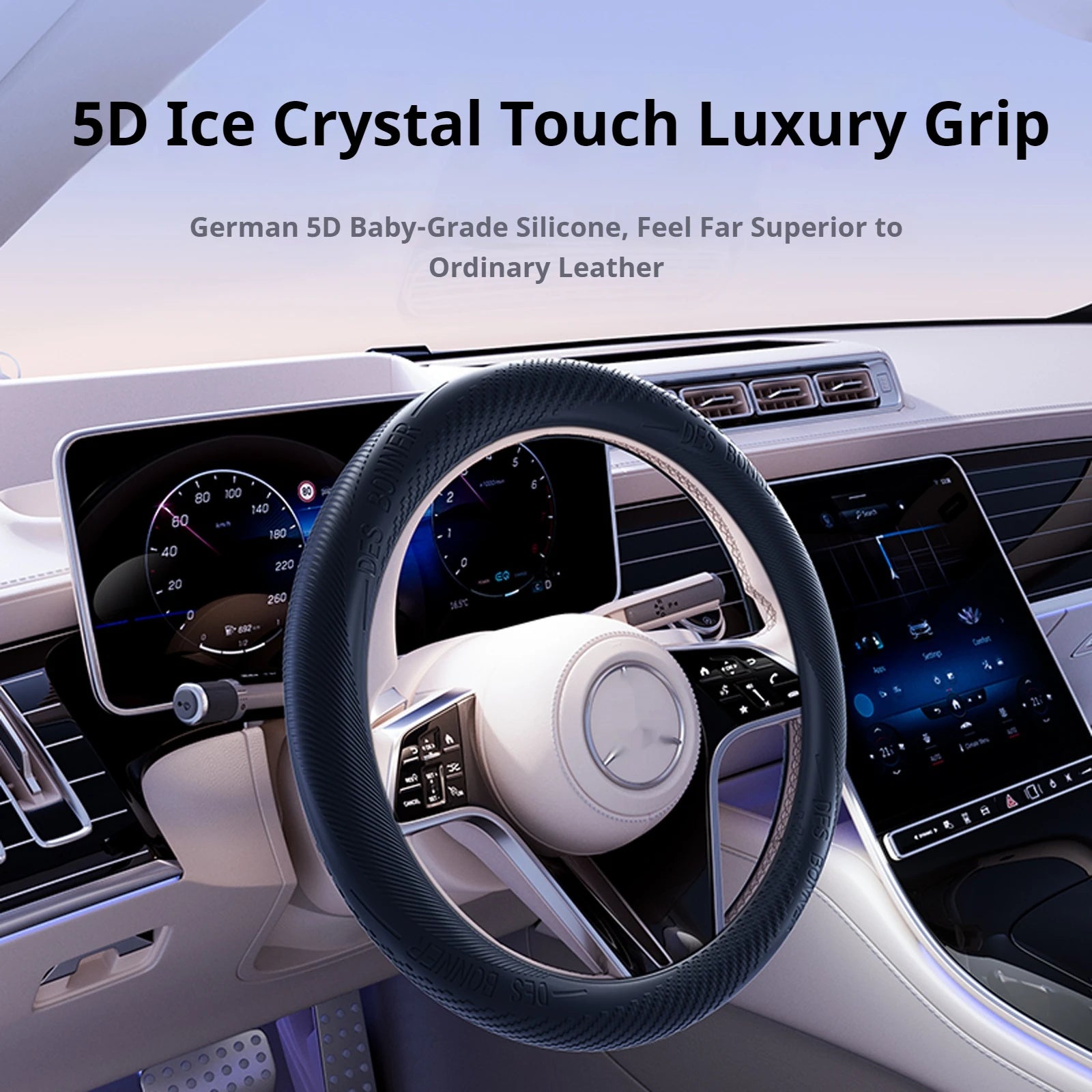 Silicone Car Steering Wheel Cover – Breathable Non-Slip Universal Fit Steering Wheel Protector - Delicate Leather  