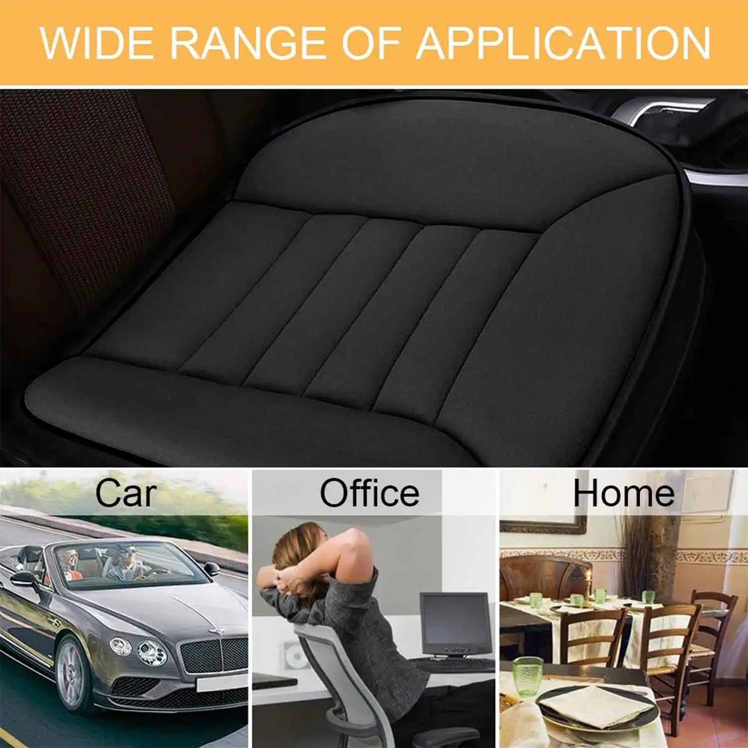 Car Seat Cushion with 1.2inch Comfort Memory Foam, Custom-Fit For Car, Seat Cushion for Car and Office Chair DLLE247