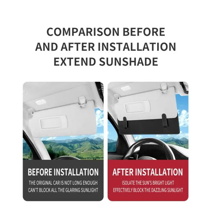 Car Sun Visor Extender – Adjustable Sunshade Extension Board for Front and Side Window Coverage - Delicate Leather  