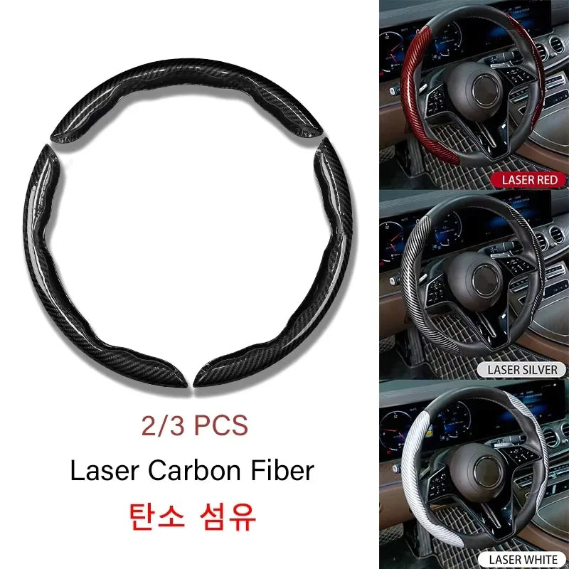 2/3PCS Carbon Fiber Style Steering Wheel Grip Covers – Anti-Slip Universal Set
