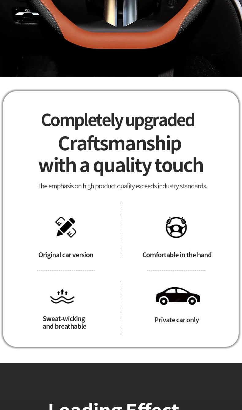 Universal Steering Wheel Cover – Anti-Slip 14.5–15 Inch Interior Protection Accessory - Delicate Leather  
