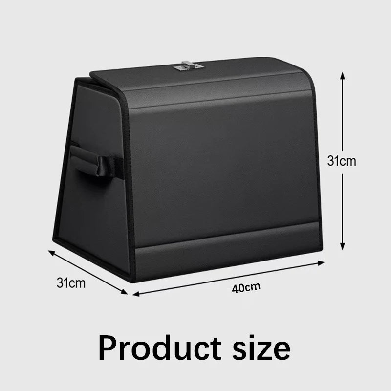 Multi-Functional Foldable Car Trunk Storage Box - Vehicle Interior Organizer Bag - Rear Seat Storage Container - Delicate Leather  