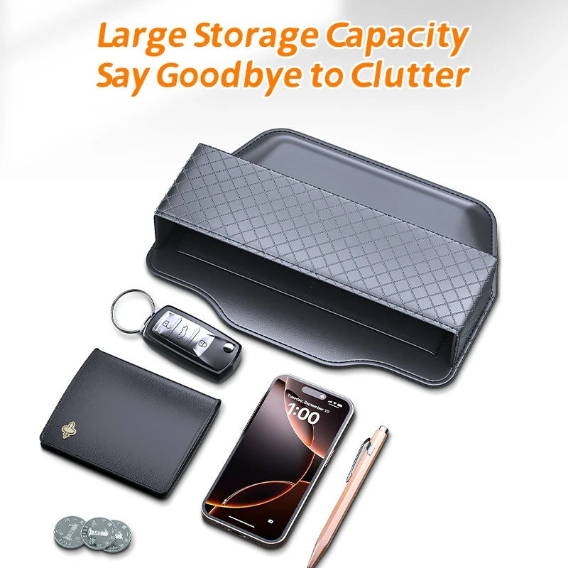 PU Leather Car Seat Gap Organizer – Universal Crevice Storage Box for Small Items - Delicate Leather  