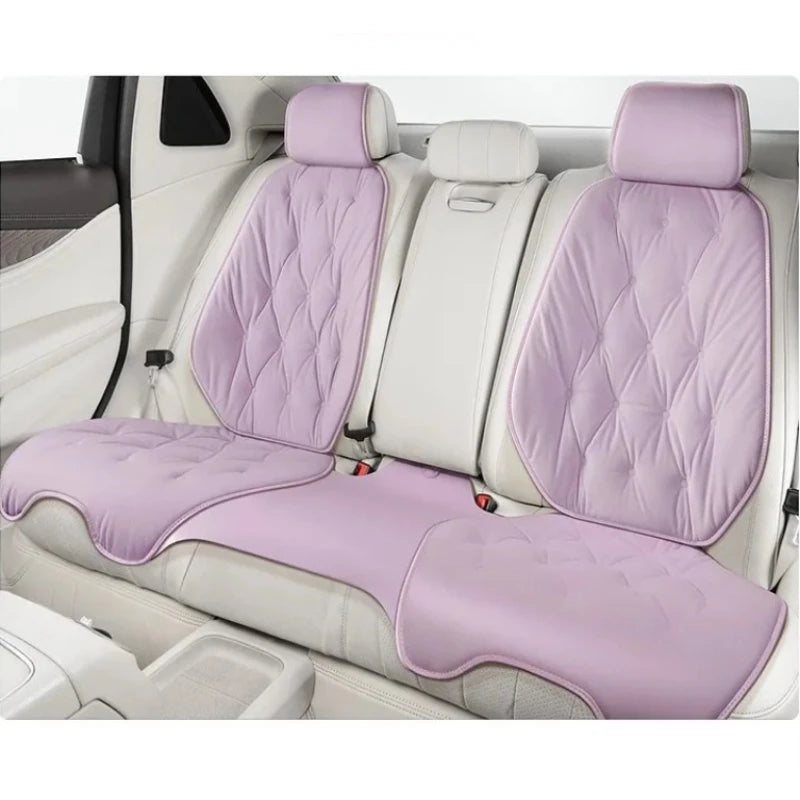 Cute Plush Car Seat Covers Full Set – Universal Four-Season Car Seat Protection Cushion - Delicate Leather  