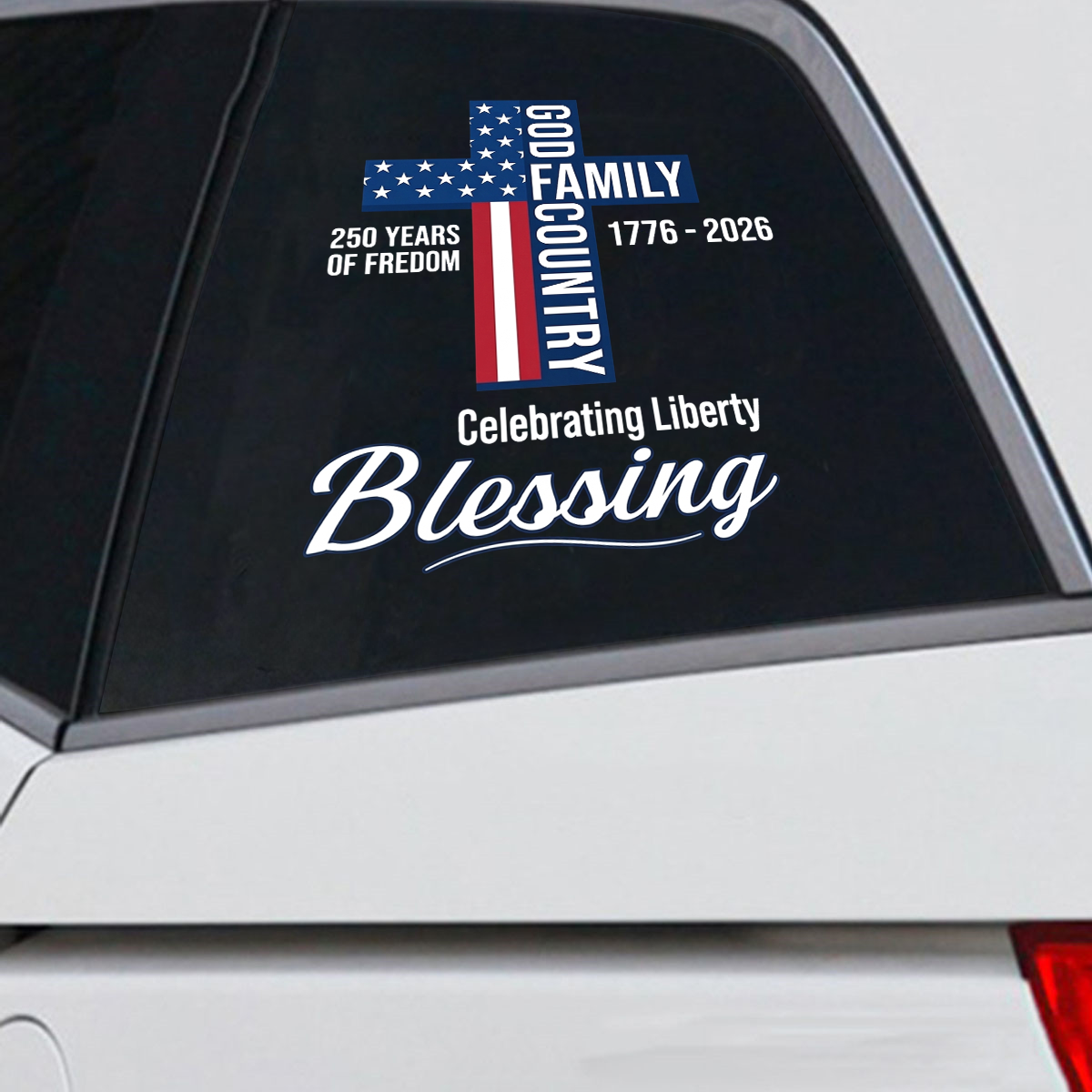 250 Years Blessing Cross Decal – Commemorative Cross Vinyl Sticker 02 - Delicate Leather  