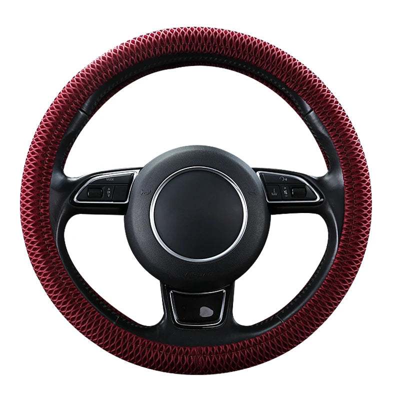 Ice Silk Steering Wheel Cover – Breathable Anti-Slip 38cm Universal Fit - Delicate Leather  